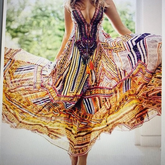 NWT Designer OSHOPLIVE Bohemian Gypsy Long Dress S - Picture 1 of 8
